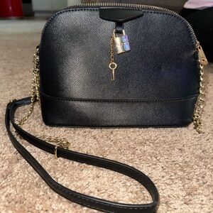 Aldo Black Crossbody Bag with Gold Chain